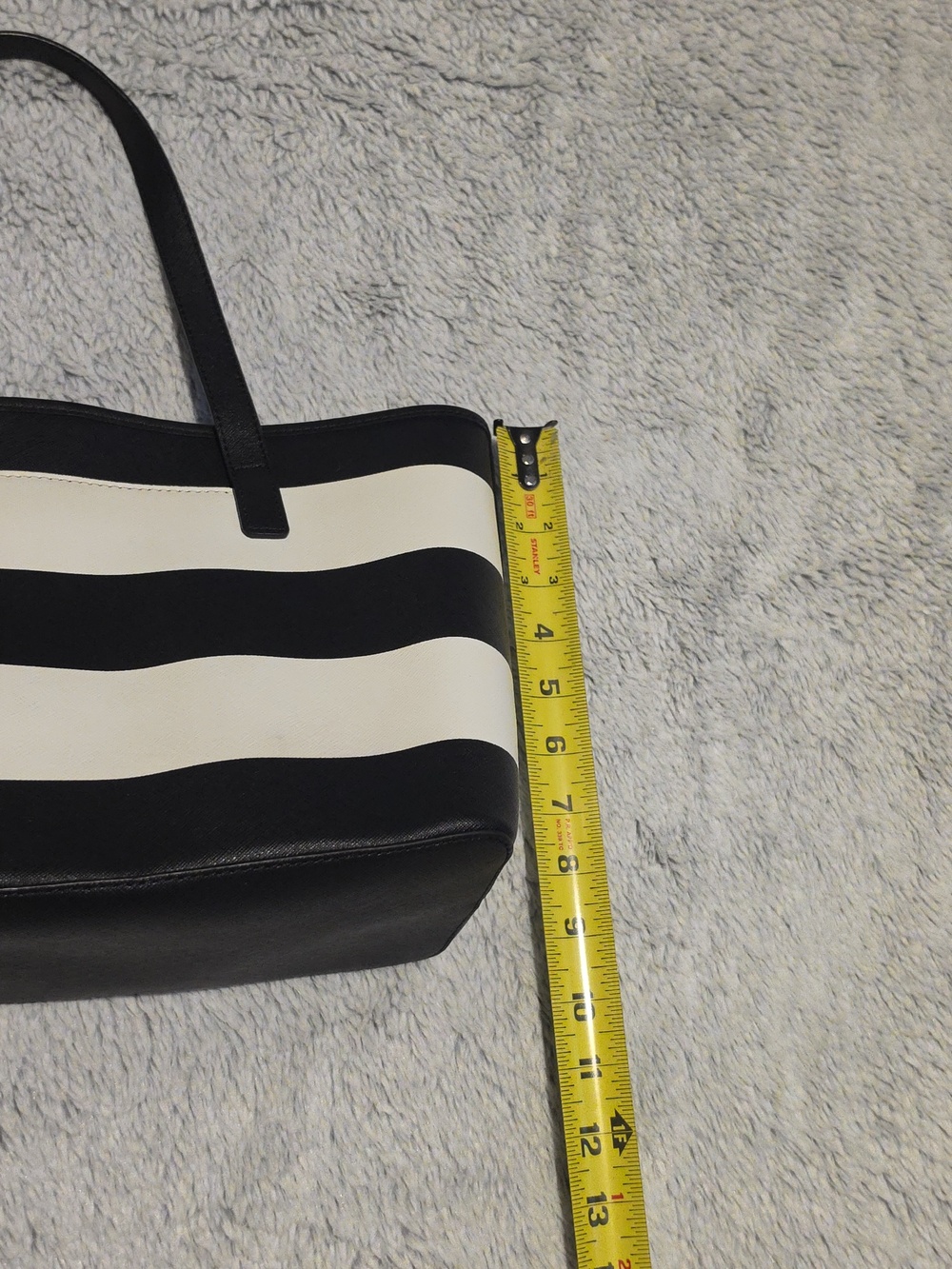 Michael Kors Black and White Striped Leather Tote - Picture 8 of 10